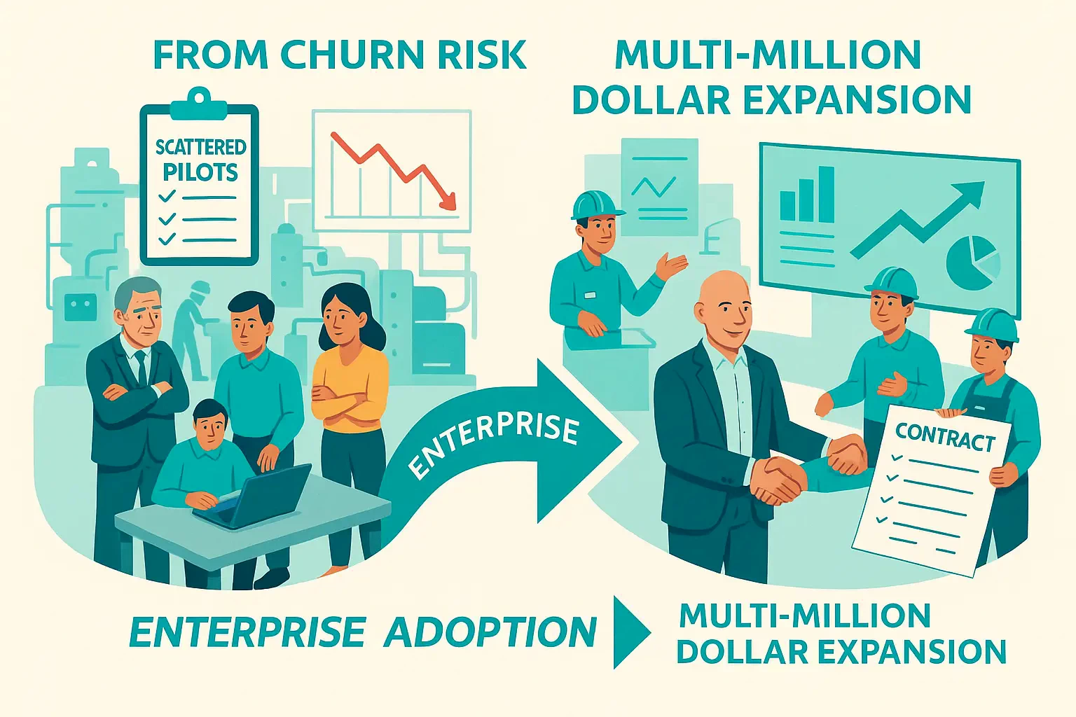 Enterprise adoption journey from churn risk to multi-million dollar expansion
